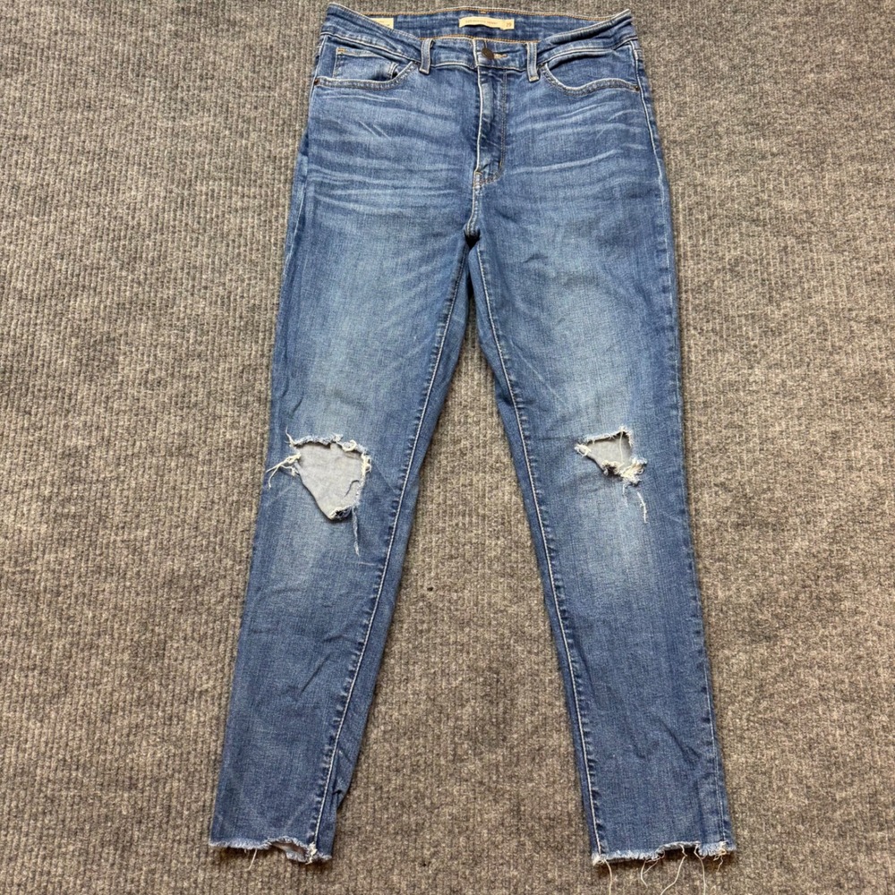 Levi's Premium 721 High Rise Skinny Jeans 29 Distressed Frayed Hem‎ Stretch